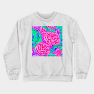 Vibrant watercolor roses on purple background Crewneck Sweatshirt